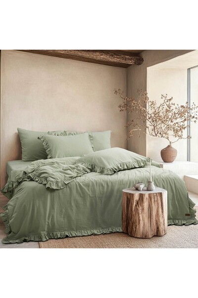Class-Majoli Ruffled bed linen for 1 person, 100% pre-washed ranforce Cotton ...