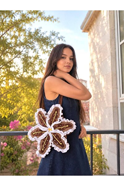 HanimLoop Zambak Omuz Çantası El Örgü Tasarım Lily , Lotus