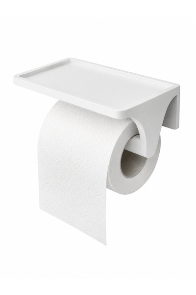Snowy Home Toilet Paper Holder with Shelf – Modern Bathroom Organizer with Ph...