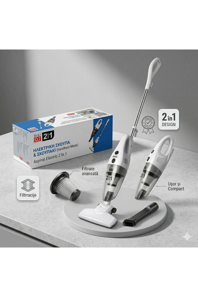 DIGI Aspirator vertical 2 în 1 manual 600 W cu tub metalic