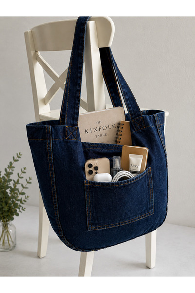 Mia Collection Denim Bag Model Handbag and Women's Shoulder Bag Dark Blue