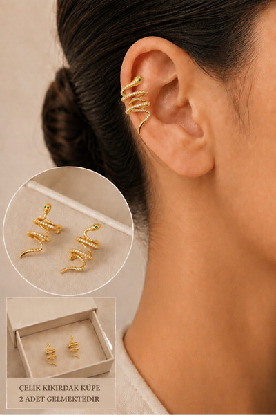 Jack Ferrero Zircon Stone Detailed Cartilage Earring/Earcuff/Conch (No Pierci...