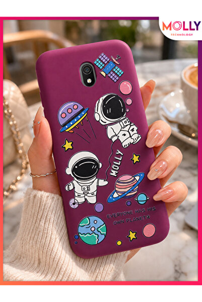 Molly REDMİ 8A Uyumlu Mürdüm Astro Dream Desenli Silikon Kılıf