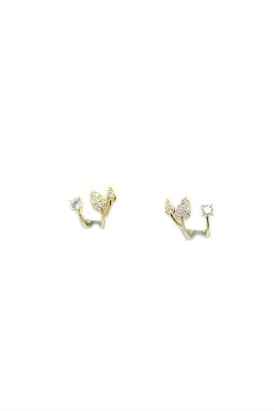 atastore2017 Silver Needle Leaf Earrings - Gold