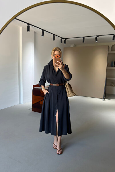 Sezgi Tekin Premium Series Belted Black Modal Dress