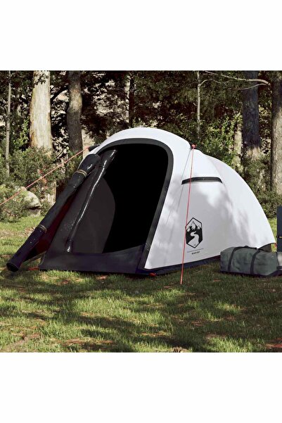 vidaxl Cort camping tunel 2 persoane, alb, È›esatura opaca, impermeabil