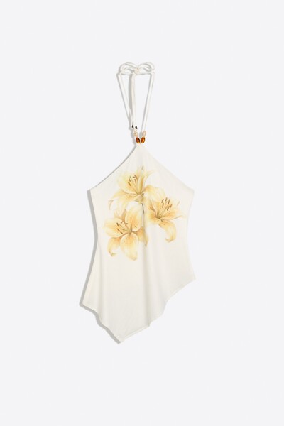 Bershka Desenli halter yaka top