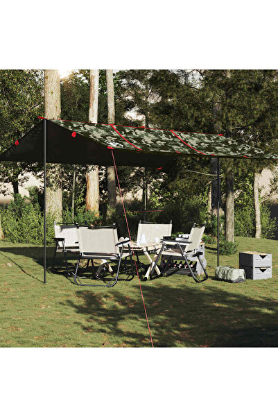 vidaxl Prelata de camping, camuflaj, 451x420 cm, impermeabila