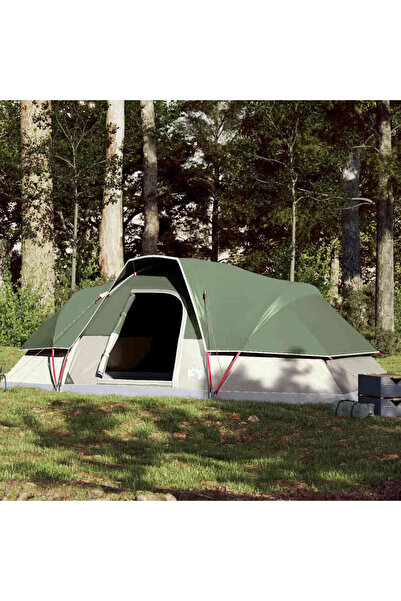 vidaxl Cort de camping cupola pentru 9 persoane, verde, impermeabil