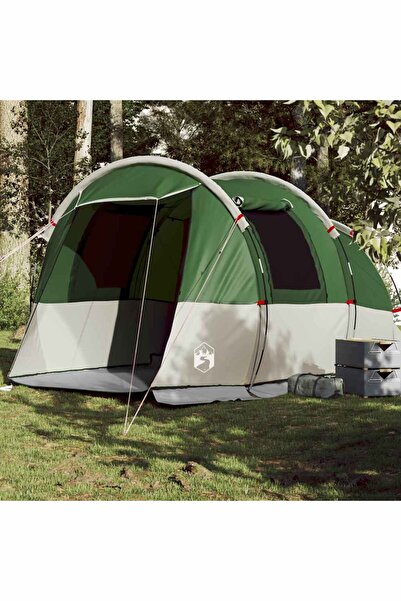 vidaxl Cort de camping tunel pentru 4 persoane, verde, impermeabil