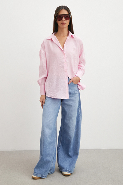 Never more Flowy oversize modal shirt pink