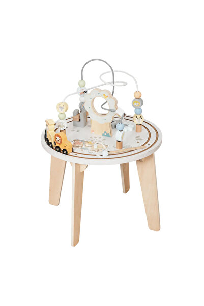 GINGER HOME Masuta educativa din lemn pentru copii cu labirint 3D si margele,...