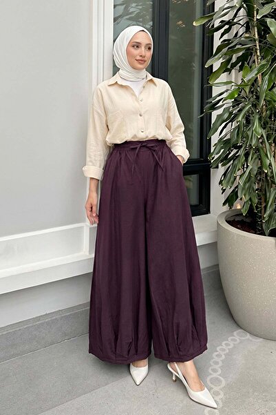 Genel Markalar Geniş Paça Şalvar Pantolon Y0145 - MÜRDÜM
