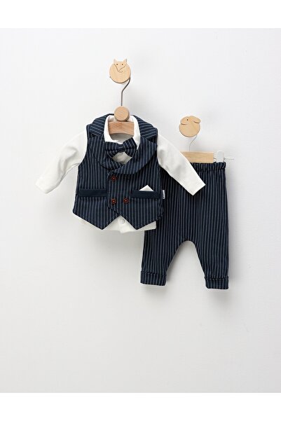 MiniKids Costumas elegant Robert, cu papion, bleumarin