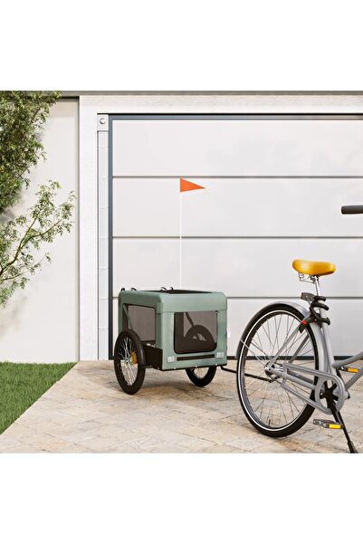 vidaxl Remorcă bicicletă animale companie gri/negru textil oxford/fier