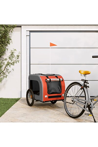 vidaxl Remorcă bicicletă de animale, portocaliu/gri textil oxford/fier