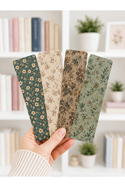 Kiraz Craft 4’lü Vintage Çiçek Desenli Kitap Ayracı Seti – Botanik & Estetik ...