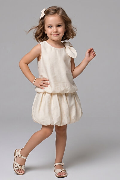 Dmb Girl's Balloon Skirt and Bow Detailed Set