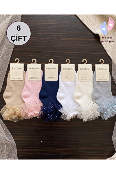 ragistore 6-Pack Tulle Newborn Baby Socks