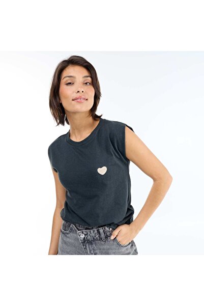 KIABI Sleeveless Jersey T-shirt BLACK