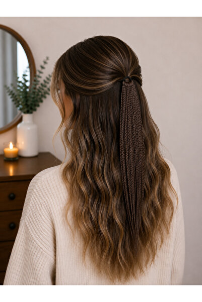 YASEMİN KAPLAN Natural Chestnut Braided Hair Clip – Minimal Boho Hair Accessory