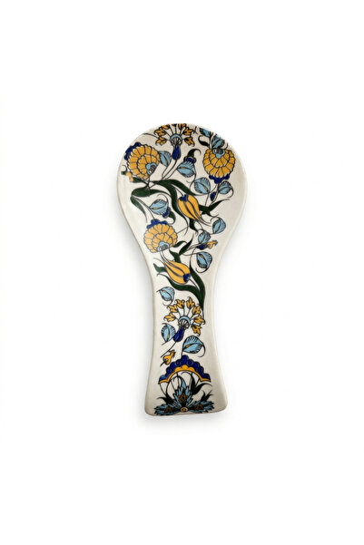 Trendinyeri Traditional Patterned Hand Painted Ceramic Spoon Holder (Multi-Co...