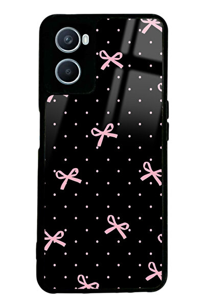 Spoyi Oppo A96 Pembe Kurdele Tasarımlı Glossy Telefon Kılıfı