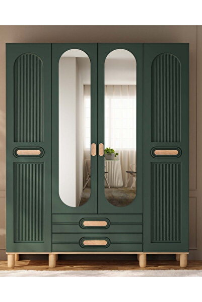 miracool Begonya 4 Kapaklı Gardırop / Dolap / Komple MDF / Fonksiyonel / Raf-...