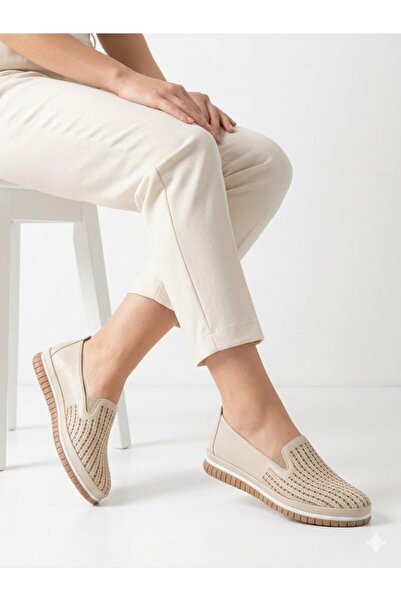 Lütfi Women's Cream Orthopedic Soft Sole Stylish Comfortable Daily Shoes