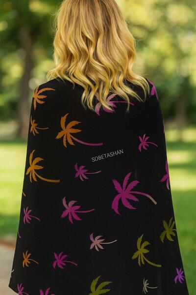 Sobe Hediyelik Black Patterned Tassel Shawl – Cotton Fabric Shoulder Shawl & ...