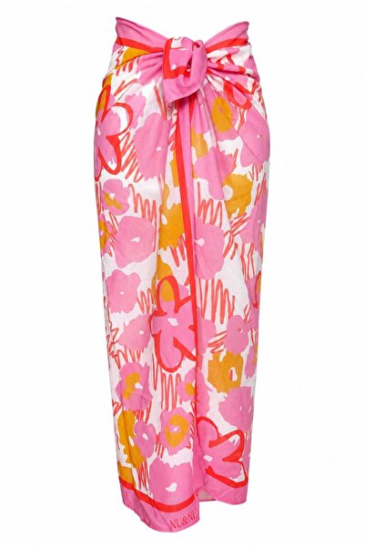 NUNE DESIGN Pembe Renkli Desenli Pareo Vual Kumaş 120 cm*120 Cm