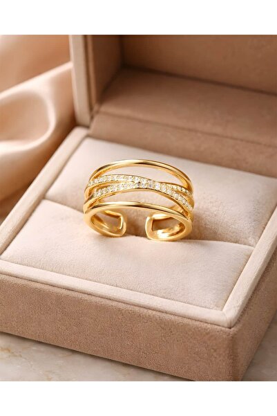 Portakal Esintisi Intera Multi-Look Cross Zircon Stone Adjustable Ring