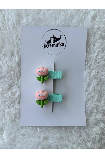 Kereminko Bebek Kız Bebek&Çocuk Lale Figürlü Pens Toka Seti
