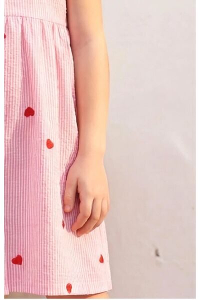 Melomio Baby Kids Collar Detailed Heart-Shaped Girl's Dress