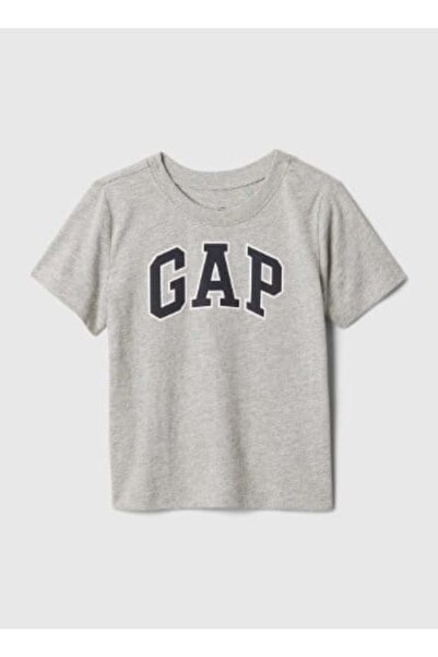 GAP Kids Gap Erkek Bebek Bisiklet Yaka Basic Baskılı Kısa Kol Tişört 1-5 Yaş GRİ