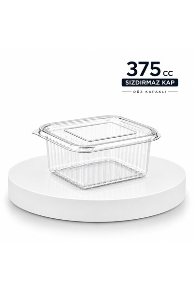 MSE HOLD 375 CC Plastik Sızdırmaz Kap 25 Adet Düz Kapaklı Şeffaf Saklama Kabı