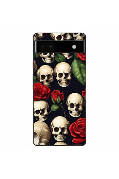 OEM Husa compatibila cu Google Pixel 6A Silicon Gel Tpu Model Skulls and Roses