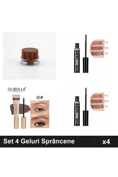 Ruby Rose Set 4 Geluri Sprâncene și Olibolla, Nuante Medium Dark Light Taupe,...