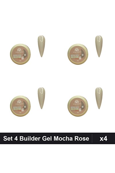 global fashion Set 4 Builder Gel Mocha Rose 15g, Constructie Unghii UV/LED,