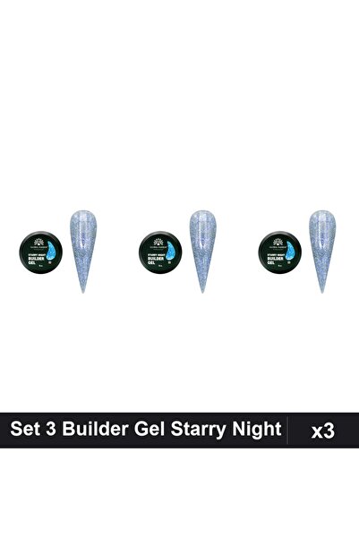global fashion Set 3 Builder Gel Starry Night Nr.03 15g, Constructie Unghii U...