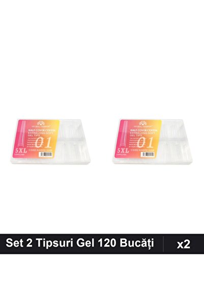 global fashion Set 2 Tipsuri Gel 120 Bucăți Ballerina 5XL, 12 Mărimi, Unghii ...