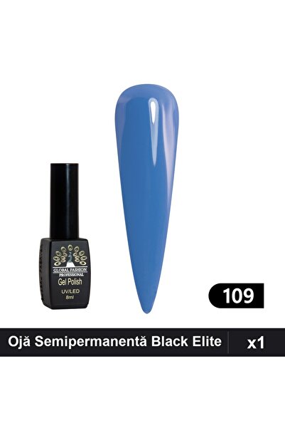 global fashion Ojă Semipermanentă Black Elite 8ml, Manichiură UV/LED,