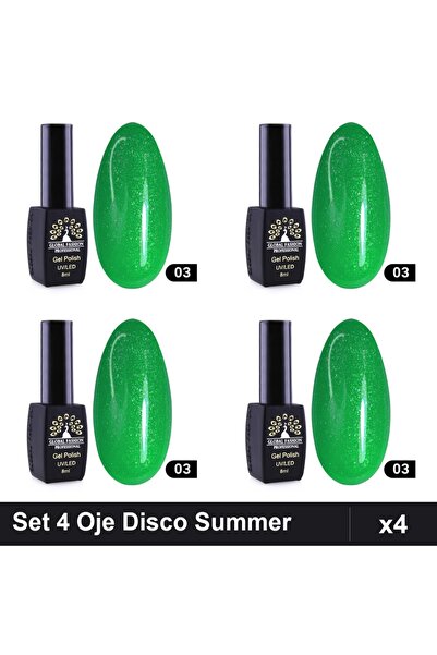 global fashion Set 4 Oje Semipermanente Disco Summer 03, 8ml Fiecare, Manichi...