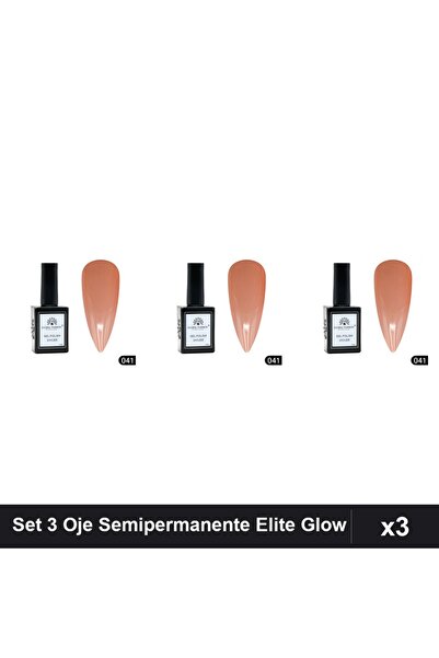 global fashion Set 3 Oje Semipermanente Elite Glow 15ml, Gel Polish UV/LED