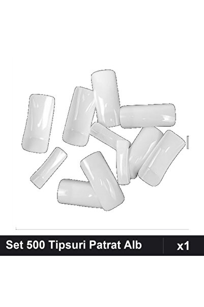 NAİLS Set 500 Tipsuri Unghii Clasice Patrat Alb, Tipsuri Manichiura Profesionale