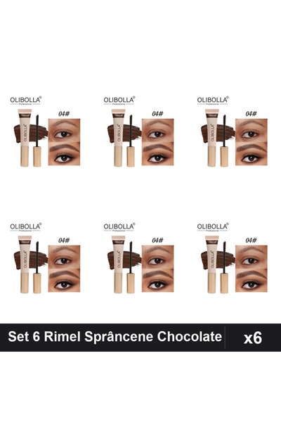 OLİBOLLA Set of 6 Eyebrow Mascara #04 Chocolate, Expressive Eyes, Makeup