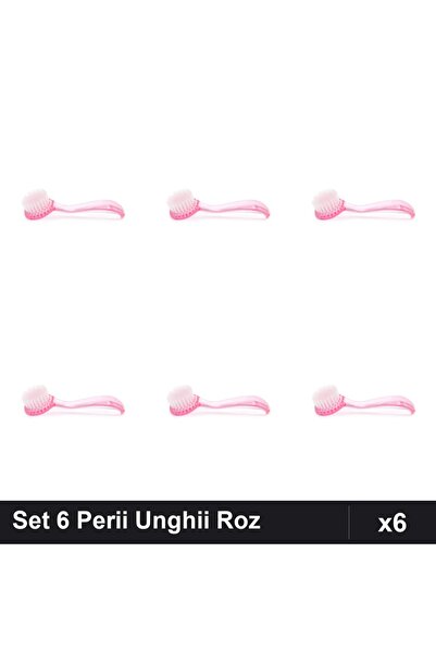 NAİLS Set 6 Perii Unghii cu Capac pentru Deprafuit Roz, Manichiură Profesională