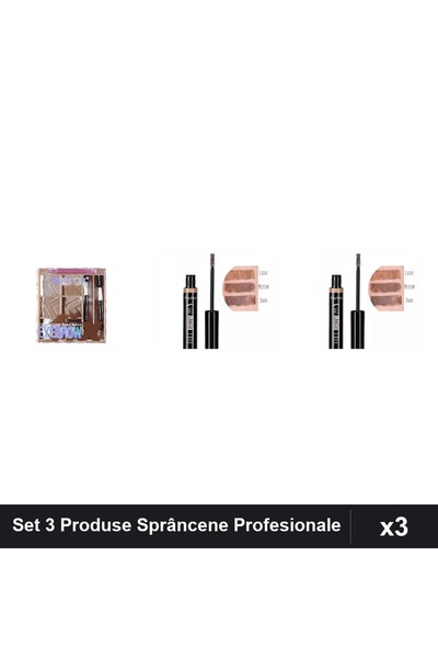 Ruby Rose Set 3 Produse Sprâncene SevenCool Nr 3 + Gel Mascara Medium Dark