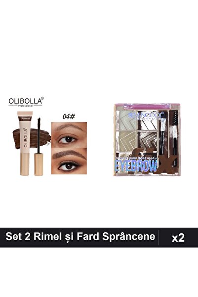 OLİBOLLA Set of 2 Eyebrow Products, Mascara #04 Chocolate + SevenCool Eyeshad...