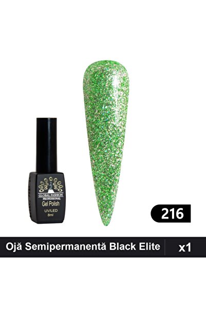global fashion Ojă Semipermanentă Black Elite 8ml, Manichiură UV/LED,